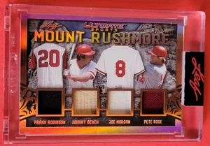 Johnny Bench BAT CARD #d2/25 Pete Rose JERSEY Joe Morgan FRANK ROBINSON REDS - Picture 1 of 3