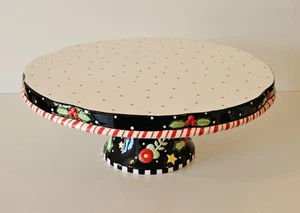 MARY ENGELBREIT HOLIDAY CAKE PEDESTAL CHRISTMAS CAKE PLATE (RARE FIND) - Picture 1 of 9