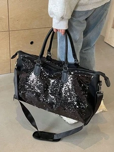 Reisetasche einfarbige Taschem Design Pailletten, Schultertasche Glitzer Glanz - Bild 1 von 12