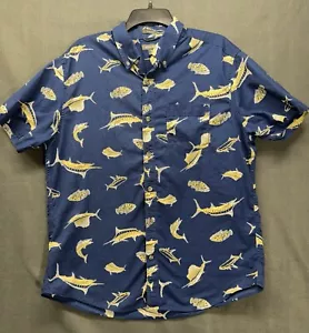 Eddie Bauer Shirt Mens Large Blue Classic Fit Fishing Camp Linen Blend - Picture 1 of 13