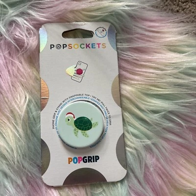 PopSockets PopGrip Empuñadura de Teléfono y Soporte Intercambiable Top - Santa Tortuga Navidad Foto 1 de 4