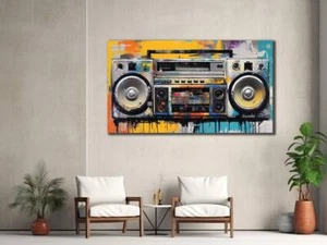 Graffiti Retro Boombox Wall Art Canvas Unframed Print Art - Picture 1 of 4