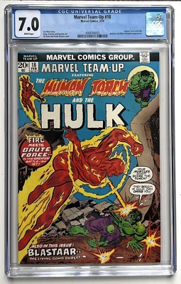 Marvel Team-Up 18 CGC 7.0 White Pages Human Torch Hulk 1974 - Image 1 of 2