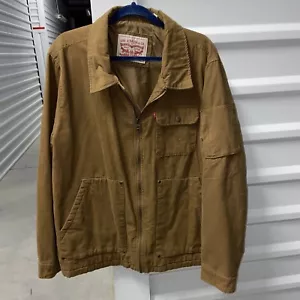Levi Strauss Jacket Mens Extra Large Brown Canvas Button Up Long Sleeve XL - Picture 1 of 12