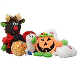 5 Weihnachtsspielzeug Hund Quietschendes Plüschgeschenk Welpenspielzeug Urlaubspaket von Pet Central - Bild 1 von 12