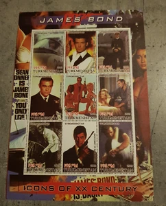 TURKMENISTAN -2001 - JAMES BOND -ICONS OF XX CENTURY- MINIATURE  SHEET - MNH - Picture 1 of 1