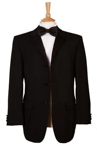 Men’s Black Single Breasted Tuxedo Dinner Jacket Blazer 3 Button Black Tie Prom - Picture 1 of 4
