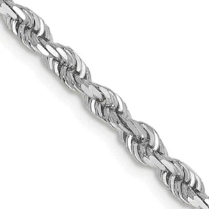Real 14K White Gold 3.35mm Diamond Cut Quadruple Rope Chain; 18 inch; Lobster - Picture 1 of 7