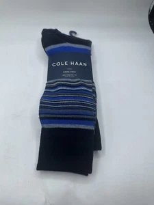 Paquete de 3 pares de calcetines para hombre Cole Haan 7-12 pulgadas rayas azules y grises - Imagen 1 de 2