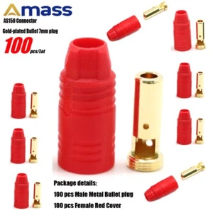 100pcs Single Amass AS150 7mm Male Connector Red Female Cover for Battery Drone - Picture 1 of 7
