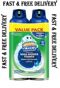 Scrubbing Bubbles Mega Shower Foamer Aerosol, Tough Foaming Bathroom (Pack of 2) - Picture 1 of 8