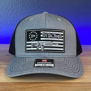 WE THE PEOPLE 2ND AMENDMENT AMERICAN FLAG PATRIOTIC Leather Patch Hat - Picture 1 of 6