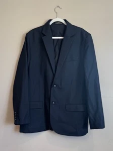 LL Bean Blazer Mens 44 Tall Sport Coat Navy Blue 100% Wool 2 Button Pockets - Picture 1 of 7