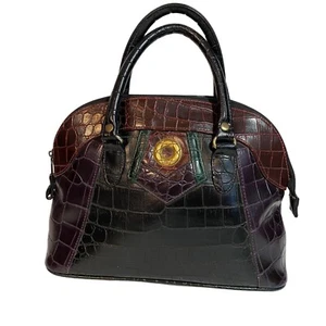 Vintage Jackson Handtasche Faux Krokodil mehrfarbiges Design mit goldenem Emblem - Bild 1 von 10