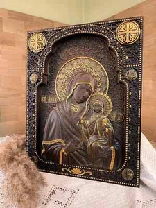 Modern wall wood handmade art Saint Anne modern christian art personalized gift - Picture 1 of 18
