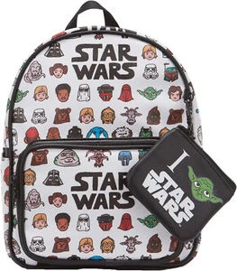 STAR WARS Heads All Over Print Faux Leather 10.5" Mini Backpack & zipper pouch - Picture 1 of 4