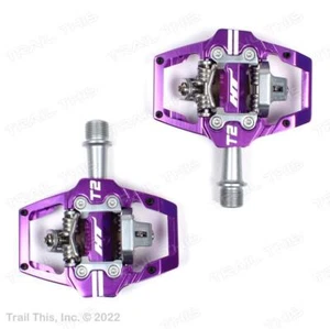 HT Components T2 Eduro Race Style Bicycle CrMo Pedals Purple - Picture 1 of 4