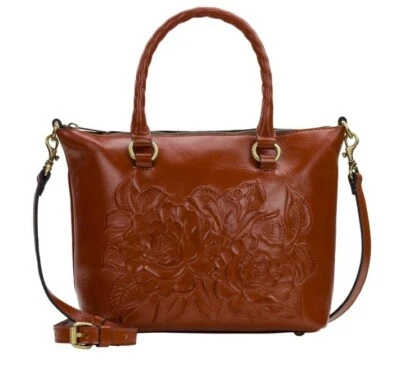 Bolso de Mano Patricia Nash Ruthwell Cuero Tooled-Canela-NUEVO CON ETIQUETAS-Orig. $229 Foto 1 de 4