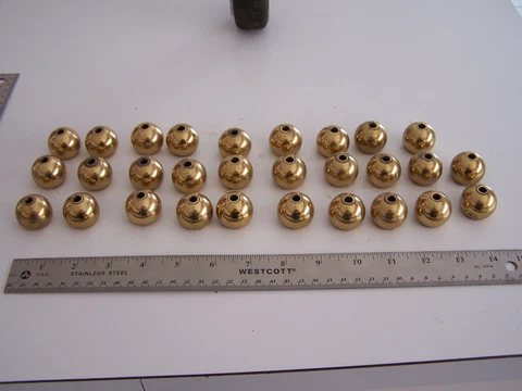 29 SOLID BRASS HEAD BOARD PARTS 1 1/2 " ROUND HOLE TOP & BOTTOM  ANTIQUE VINTAGE Cover