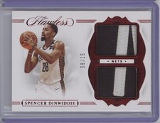 SPENCER DINWIDDIE 2019-20 PANINI FLAWLESS DUAL GAME-USED PATCH RUBY 08/15 