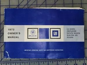 1972 Buick Owners Manual Original Le Sabre Electra 225 Wagon Centurion - Foto 1 di 1