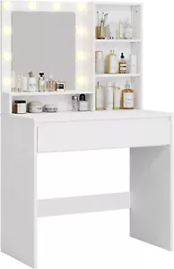 Schminktisch mit LED-Beleuchtung 3 Farben Schminktisch mit Spiegel Kosmetiktisch - Bild 1 von 8