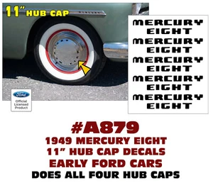 A879 1949 Mercury Eight - Calcomanías de tapacubos - Kit de calcomanías de tapacubos de 11 - Imagen 1 de 1