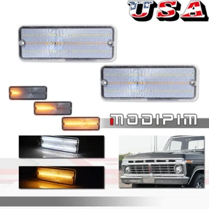 For Ford F-100 F100 1974-77 Clear Switchback LED DRL Parking Turn Signal Lights - Picture 1 of 11