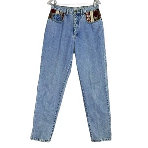 Vintage 90s The Limited Jeans Size 14 Patchwork High Rise Straight Leg - Picture 1 of 7