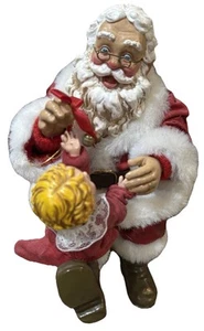 Statuina bambino Clothtique tessuto mache Kurt Adler Babbo Natale con piccola GIrl - Foto 1 di 7
