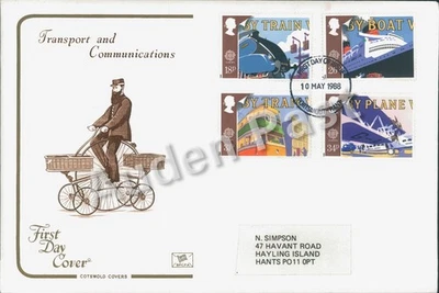 Vintage First Day Cover FDC 1988 Transport And Communications Train Boat Plane - Image 1 of 2