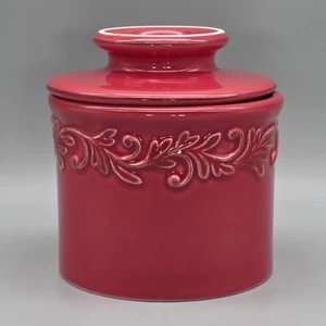 BUTTER BELL RED LEAF CERAMIC CROCK 2013 L. TREMAIN BUTTER KEEPER DISH - Picture 1 of 11
