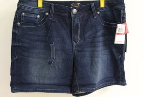 Seven7 Jeansshorts Damengröße 14 blau Denim bestickt dunkle Waschung neu mit Etikett Sommer - Bild 1 von 8