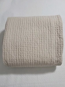 Edredón Pottery Barn Lino Pick Stitch Hecho a Mano Algodón Lino King Cali King - Imagen 1 de 3