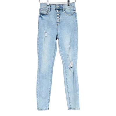 Pantalones de mezclilla ajustados de tiro alto lavado claro envejecidos The Spice Celebrity Pink 3/26 Foto 1 de 4