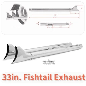 33"  Slip on Mufflers Pipe for Harley Hertiage Softail Fishtail Exhaust FL 07-17 - Bild 1 von 8