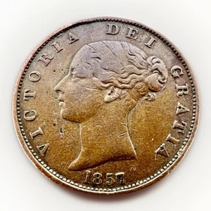 Great Britain Half Penny 1857 Victoria KM#726 9.38gr GH225 - Picture 1 of 2