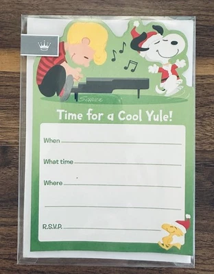 Convites de festa Snoopy TIME FOR A COOL YULE Schroeder Peanuts 10 cartões - Imagem 1 de 2