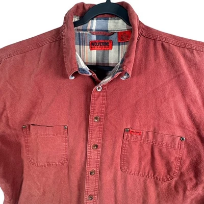 Wolverine Hombres Forrada Ropa de Trabajo Camisa Roja Resistente a Cuadros Abotonada XXL Foto 1 de 4