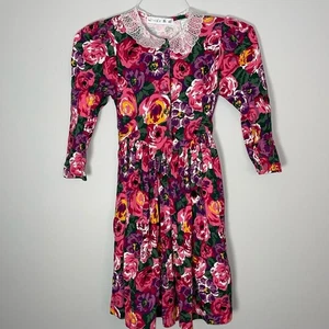 Vintage Christie Brooks Pink Floral Girls Dress 7/8 - Picture 1 of 5