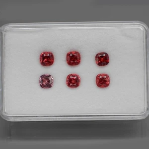 Cojín 5x5 mm. Color Deslumbrante Natural Padparadscha Espinela Myanmar 6 Piezas/4.27Ct. - Imagen 1 de 6
