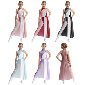 Kinder Mädchen Trikot lyrisch Tanzkleidung modernes Kleid Lob Stehkragen Latein Tanz - Bild 1 von 53