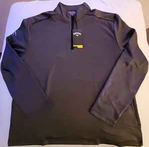 Pullover Callaway Para Hombres Grande Negro/Gris 1/4 Cremallera LS NUEVO - Imagen 1 de 3