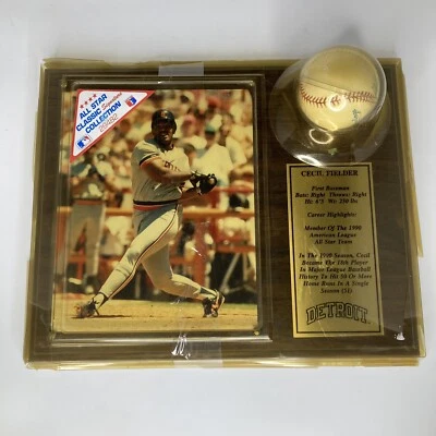 Cecil Fielder autographed baseball w/plaque MLB Detroit Tigers Classic Signature - Image 1 of 4