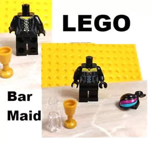 LEGO Black Corset Torso Pants Bar Maid GOTHIC Hair Bottle & Glass ADD YOUR HEAD - Picture 1 of 1