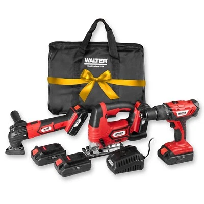 WALTER Akku Werkzeugset 7tlg, Schlagbohrschrauber, Stichsäge, Multifunktionstool - Bild 1 von 4