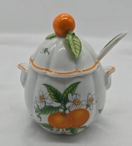 LENOX ORCHARD ''Orange'' MARMELADE GELEE EINMACHSCHALE MIT DECKEL UND LÖFFEL Vintage - Bild 1 von 10