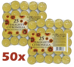 50 x Prices Citronella Tealight Candles Outdoor Garden Home Insect Repeller - Picture 1 of 2