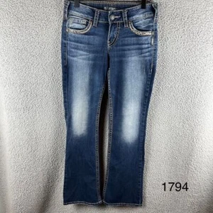 Silberne Damenjeans Größe 28 Suki Mid Slim Boot Medium Wash blau defekt - Bild 1 von 16