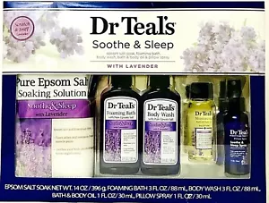Dr Teal's Soothe & Sleep Lavender 5 Pc Set Epsom Soak Foam Bath Wash Oil Spray - Picture 1 of 2